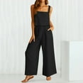 thumbnail image 2 of BLOCLOALO 2 Piece Lounge Set Sleeveless Tops Women's Outfits Square Neck Linen Tank Crop Top Wide Leg Pants Matching Set Cropped Tank Tops Dressy Casual Suit Casual Lounge Sets for Women Black Xl, 2 of 7