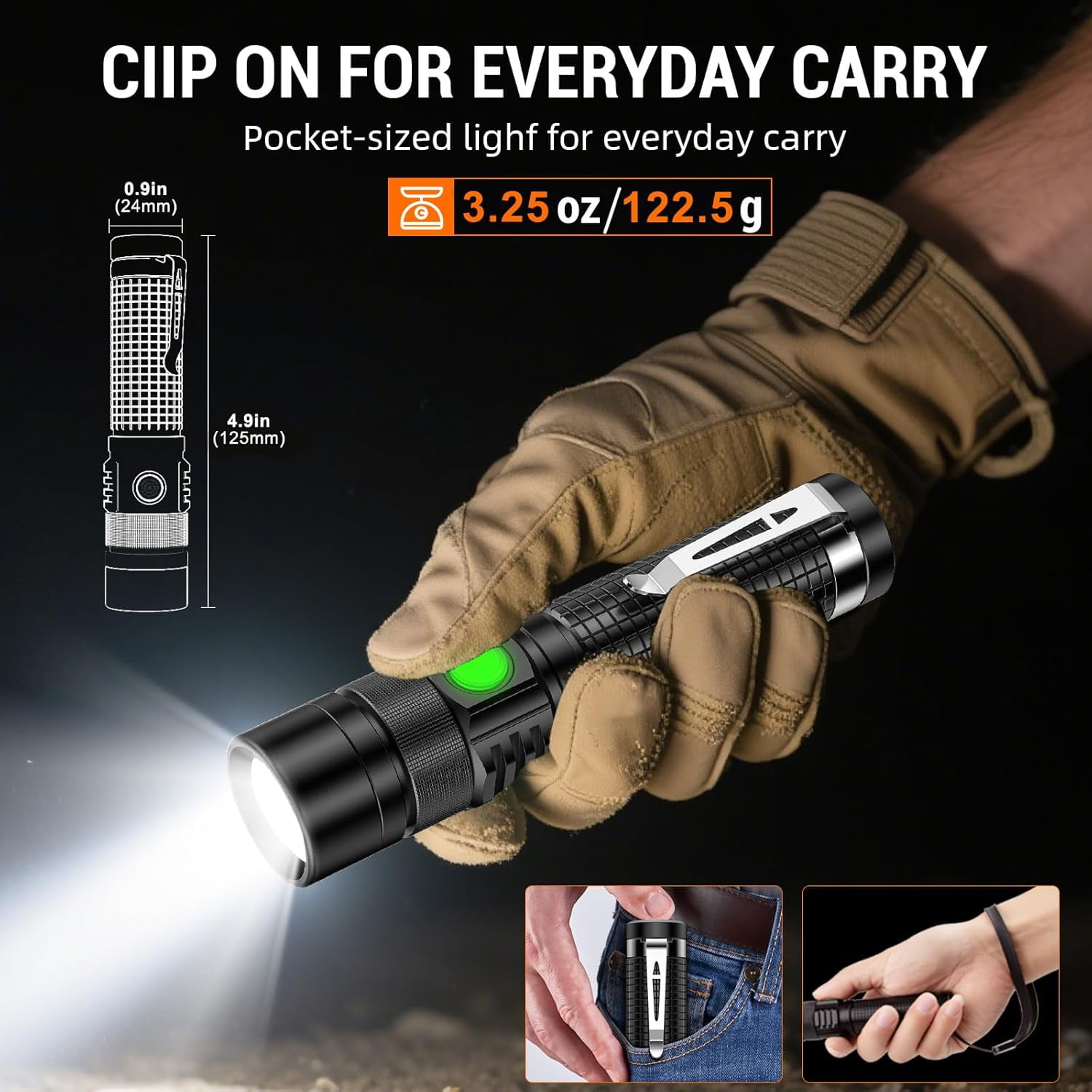 2-Pack Rechargeable Flashlight, Super Bright 1500 Lumen LED Flashlight with USB-C Fast Charging (2.5Hr Full Charge), waterproof IPX5, Adjustable Focus, Pocket-Sized EDC Light for Camping, Emergency,