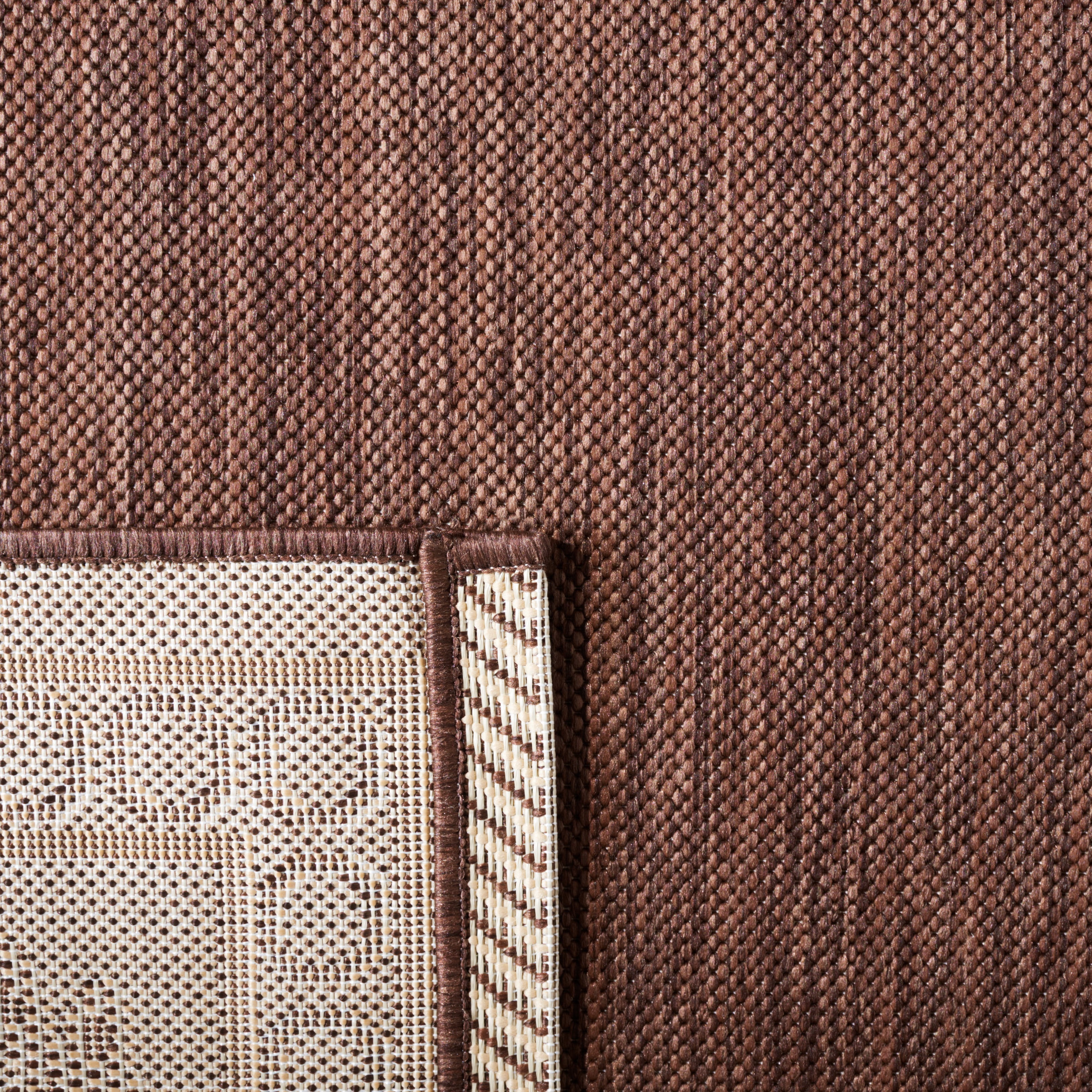 SAFAVIEH Courtyard Claire Oriental Indoor/Outdoor Area Rug, Chocolate/Natural, 6'7" x 6'7" Square