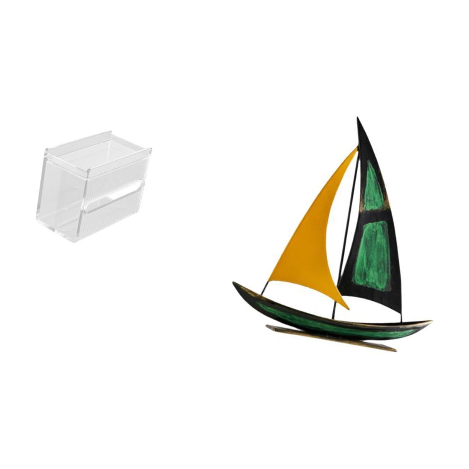 Fiocias Tissue Case Wall Mounted Toilet Paper Storage Box Acrylic Toilet Tissue Towel Holder Iron Sailboat Figurine Minimalist Modern Design Suitable for Offi