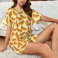 thumbnail image 2 of Lafuoo Hot Dog 3 Pattern Women's Round Neck Short Sleeve Pajamas Set, Button Pajamas Elastic Band Pajamas Home Wear-Small, 2 of 9