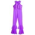 thumbnail image 4 of iiniim Girls Sequins Full Body Tank Unitard Catsuit Zipper Hippie Disco Dance Gymnastics Jumpsuit Playsuit Dancewear Size 6-14 Purple 8, 4 of 7