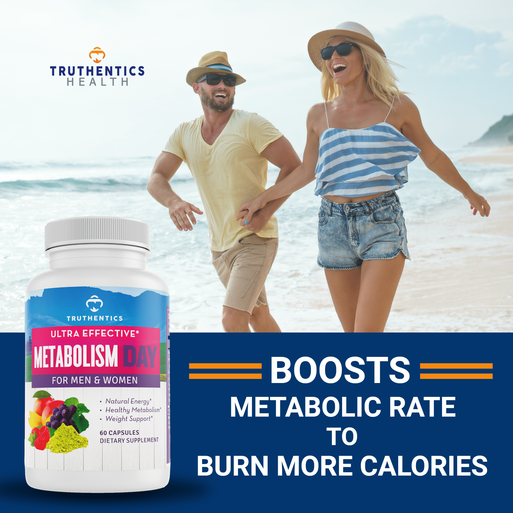 Truthentics Metabolism Booster Supplement for Women & Men, Promotes Energy & Weight Management, 60 Capsules