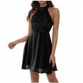 thumbnail image 2 of Taylonsss Womens Summer Dress Halter Tie Neck Sleeveless Fitted Mini Dress Casual Chic Outfit, 2 of 5