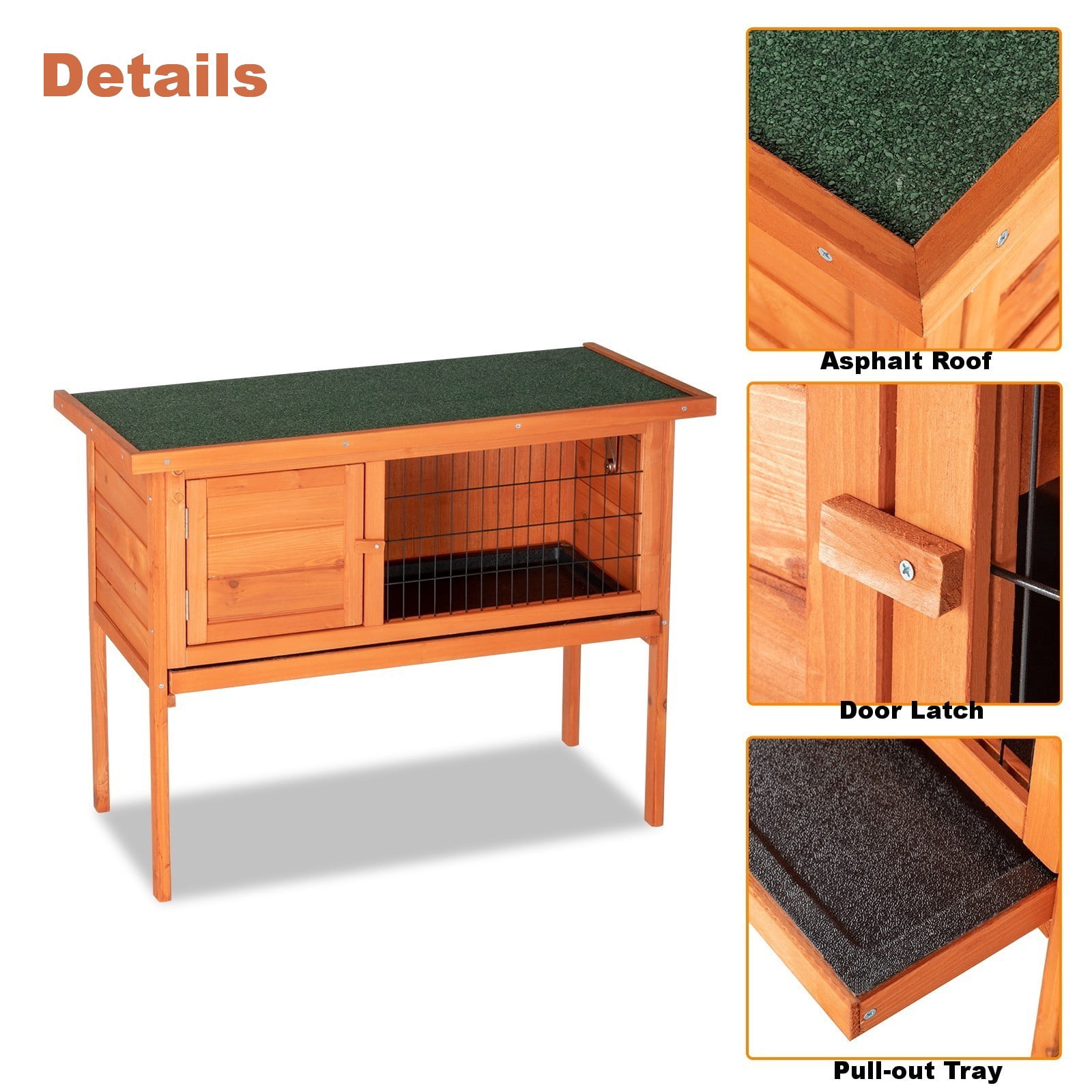 IVV Chicken House, 36" Single Deck Waterproof Wooden Chicken Coop Hen House Pet Animal Poultry Cage Rabbit Hutch, Natural