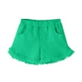 thumbnail image 3 of Beach Shorts for Teen Girls New Girls' Denim Shorts Elastic High Waisted Jean Shorts with Pockets Stretch Kids Short Pants for Summer Green 4 Years, 3 of 4