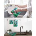 thumbnail image 5 of Abstract Green Kitchen Dish Towels for Drying Dishes Set of 3, Painting Buildings Geometric Color Block Waffle Weave Microfiber Hand Tea Bathroom Towels Quick Dry & Absorbent Towel 15.7x23.6, 5 of 7