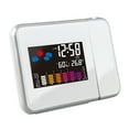 thumbnail image 4 of Reloj electrónico de proyección blanca Reloj despertador electrónico de escritorio portátil para el hogar con pantalla de temperatura y humedad para dormitorio de oficina, 4 of 5
