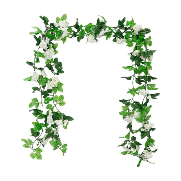 Btomtd 7.5ft Artificial Wisteria Flowers Garland with Twisted Fake Vines, Decorative Greenery Garland for Christmas , Plastic Flower Fake Plants Wreath for Party and Home, White