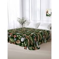 thumbnail image 5 of Mushroom Frog Full Size Flat Sheet, Wrinkleproof & Fadeproof Cooling Flat Bed Sheet Only, Coffee Bread Dark Green Background Breathable Soft Bedding Top Sheets 81 x 96 Inches, 5 of 8