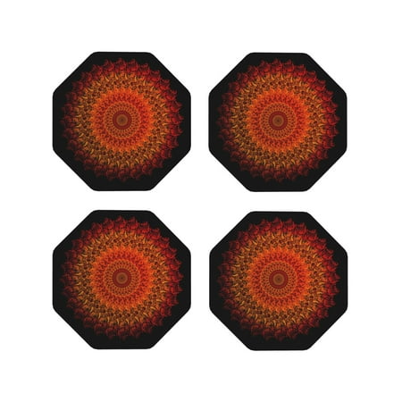 

Lukts Mandala Print Leather Drinks Coasters Set of 4 Suitable or Drinks Furniture Protection and Easy Clean up-Octagon