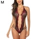 thumbnail image 1 of Mujeres Sexy Halter Body Ropa interior Cuello en V profundo Lencería de encaje floral, Rojo, M kenally XX000181-04, 1 of 7