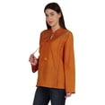 thumbnail image 3 of Moomaya Womens Mandarin Collar Tunic Full Sleeve Summer Plain Cotton Top, 3 of 6