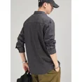 thumbnail image 4 of Camisa de hombre negra con bolsillo, camisas a rayas para hombre, cosas baratas, elegantes, estilo coreano, cuello regular, tops Xxl, ropa social normal, 4 of 5