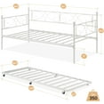 thumbnail image 3 of Twin Daybed with Trundle Metal, Twin Trundle Bed Frame, Space Saving, Heavy Duty Metal Slats (White) for Living Room, Bedroom, Apartment, 3 of 7