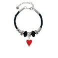 thumbnail image 2 of Delight Jewelry Silvertone Card Suit - Red Heart Lil Sister Celtic Knot Leather Bead Bracelet, 7"+2" Extender, 2 of 4