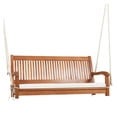 thumbnail image 2 of 2-Person Porch Swing, Wood Bench with Cushion - Outdoor Hanging Swing for Patio, Backyard, Garden - 800lbs Capacity, 2 of 9