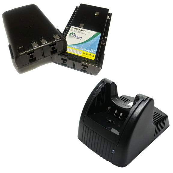 2x Pack - KNB-15H Battery   Charger for Kenwood KNB-15A, TK-3107, TK-2107, TK-3101, TK-270, TK-278, TK-270G, TK-272G, KNB-14 (1800mAh, 7.2V, NI-MH)