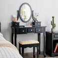 thumbnail image 3 of Costway Vanity Table Set Dressing Table Set W/5 Drawer Make Up Table and Stool Set Black, 3 of 10
