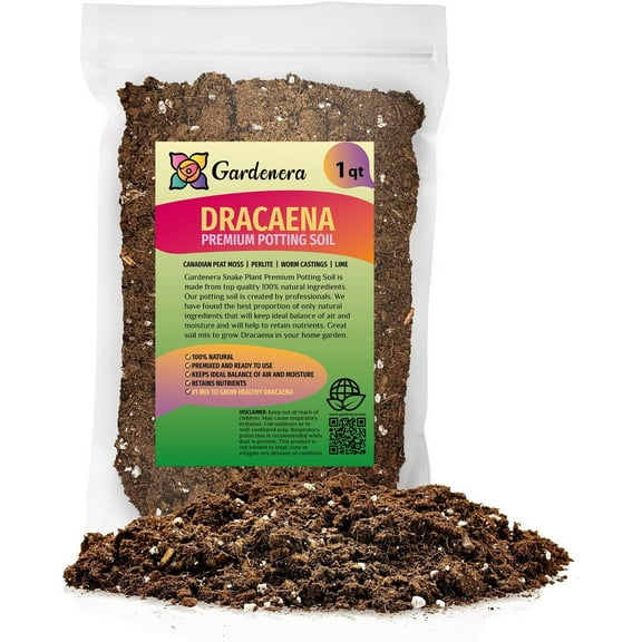 GARDENERA Premium Dracaena Potting Soil Mix - (1 Quart Bag)