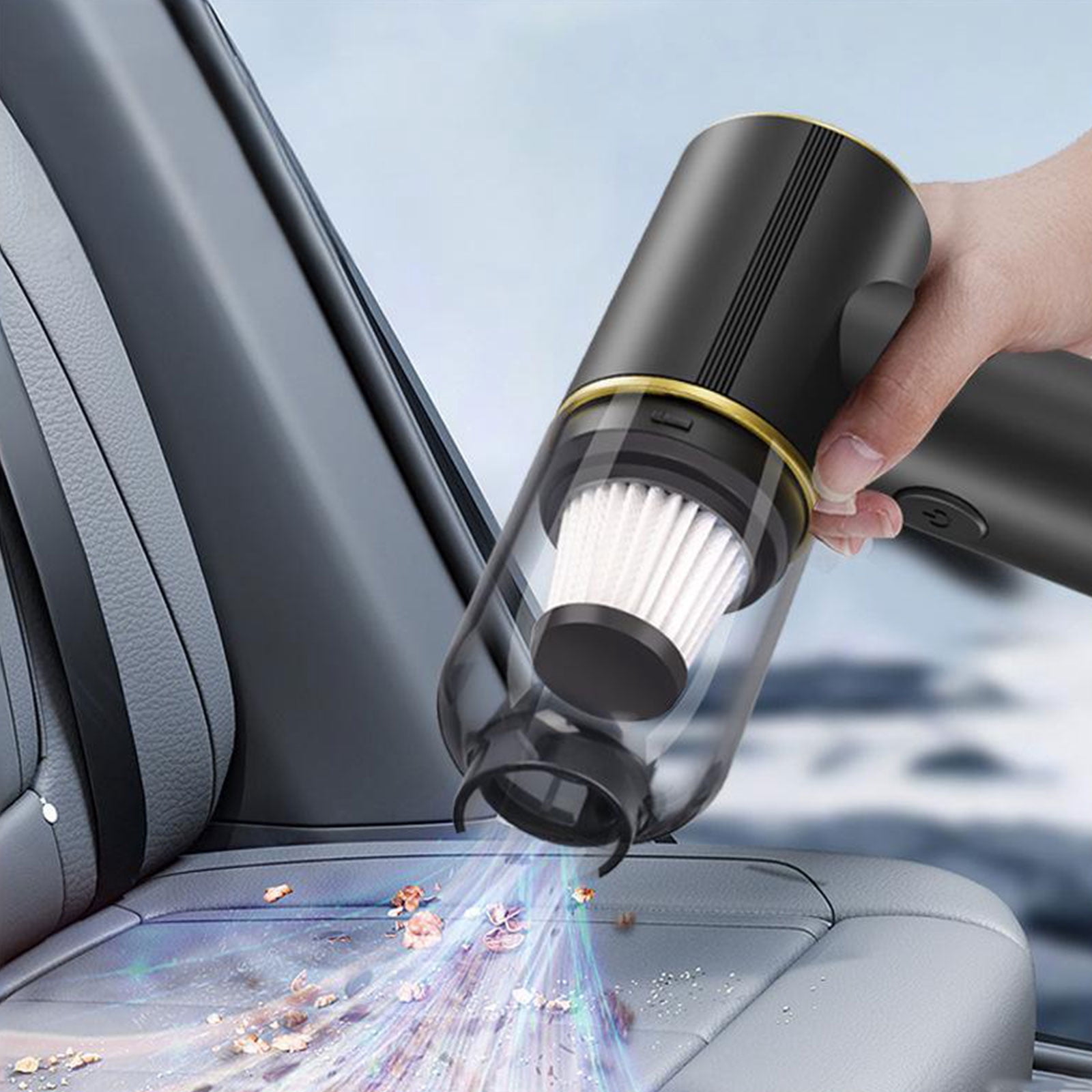 Portable Car Vacuum Cleaner High Power 12000PA, 6 in 1 Cordless Rechargeable Handheld Vacuum, Air Blower Pump Duster for Car Home Office Pet Hair.(USB-C Charging Port)