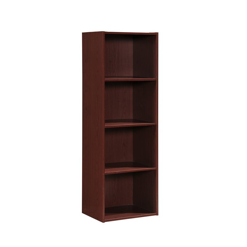 Hodedah 4 Shelf Bookcase In Mahogany, Hodedah Import 4 Shelf Bookcase Cabinet Black