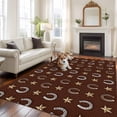 thumbnail image 2 of Large Area Rugs for Living Room Bedroom, Brown Horseshoe 6'x9' Rug Washable Carpet Runner Indoor Outdoor, Western Country Star Vintage Non Slip Floor Mats Rug for Kitchen, Playroom, 2 of 8