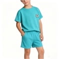 thumbnail image 5 of Auroural Kids Clothes Set 3-6 Month Baby Boy Clothes Set Children's Printed Round Neck Short Sleeved Top with Elastic Waist Shorts Casual Set, 5 of 9