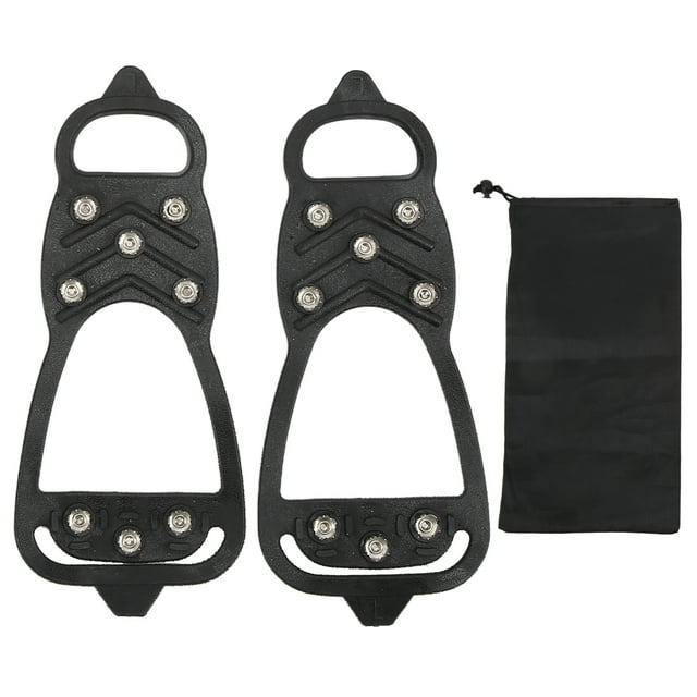 1 par de 8 dientes Crampones antideslizantes tacos de tracción para hielo empuñaduras de zapatos para caminar sobre nieve y hielo
