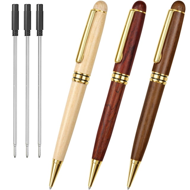 Juego de bolígrafos Cambond Wood, 14 cm, tinta negra, 1 mm, paquete de 6