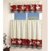 MarCielo 3 Piece Printed Floral Kitchen/Cafe Curtain With Swag and Tier Window Curtain Set, Chef