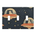 thumbnail image 2 of Dailycode Light Switch Plate Covers 2 Gang Wall Plate Plastics Outlet Covers for Kitchen Home Office Decor Cat in Ufo, 2 of 8