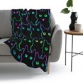 thumbnail image 4 of Cute Cat Silhouettes Neon Blanket, Soft Blankets Flannel Bed Throw Cozy Lightweight Plush Gifts For Kids Boys Girls Women Men Sofa Couch Bedroom Living Rooms Warm All Season, Home Decor, Small 50"x40", 4 of 6