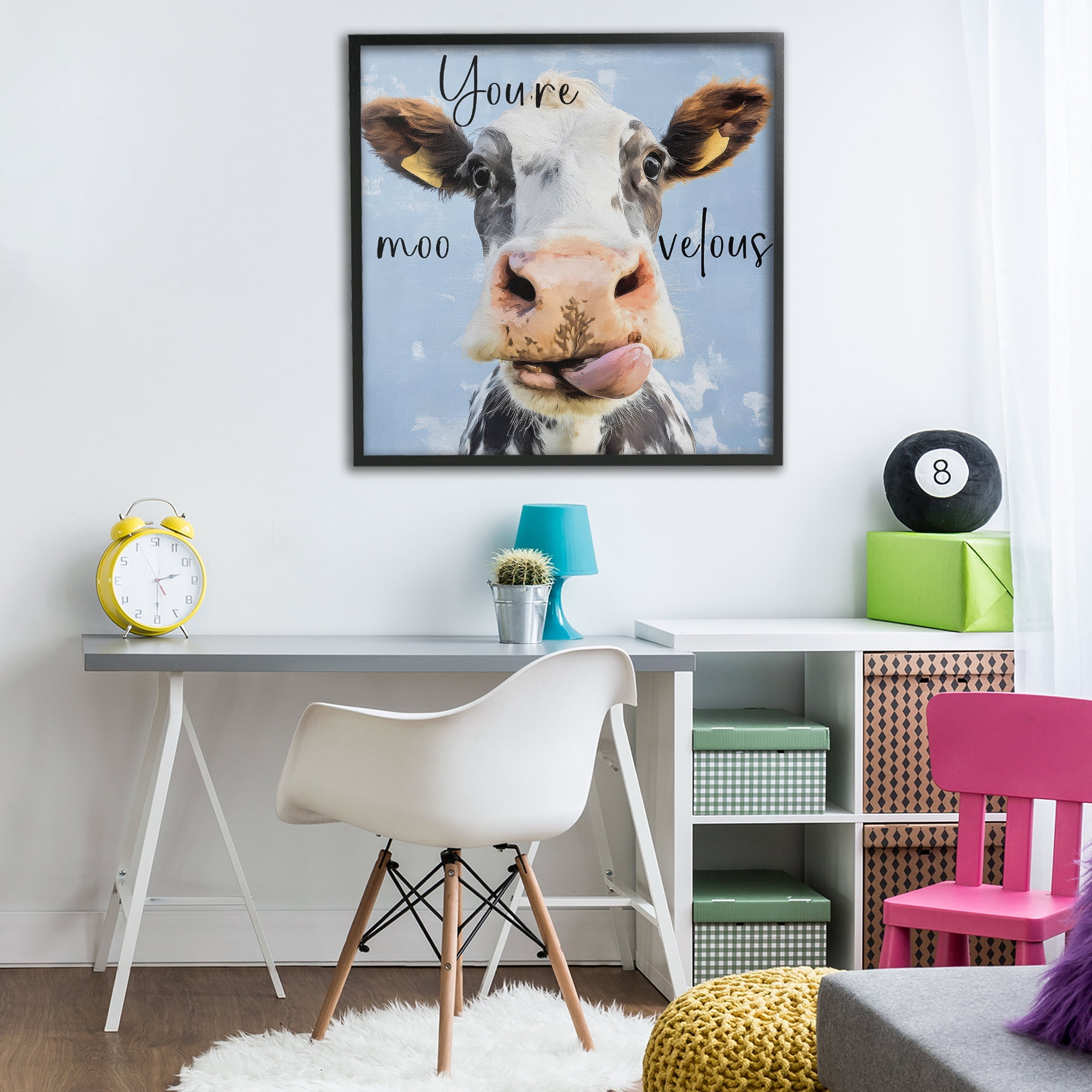 Stupell Industries You're Moo-velous Cow Black Framed Giclee Art, design by Kim Curinga