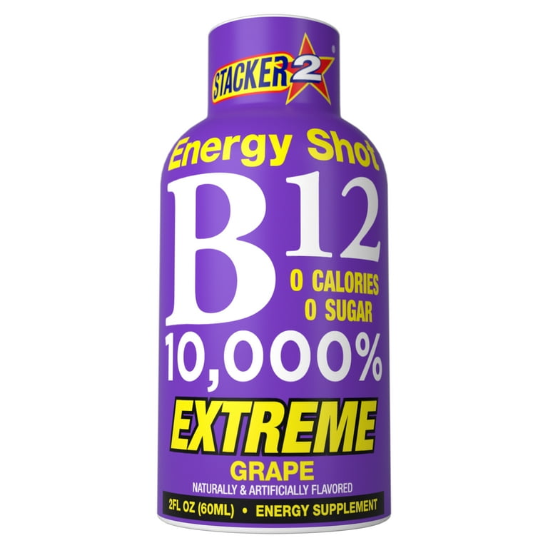 Stacker 2 B12 10,000% Energy Shot Grape, 2 oz, 6 Count - Walmart.com