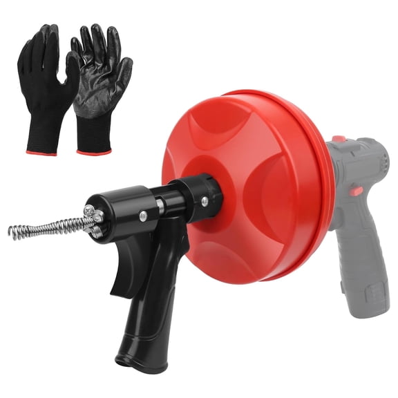 Drain Cleaner Auger, Drain Auger with Drill Adapter, 25 ft Flexible Plumbing Snake with Gloves, Manually or Powered