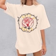 thumbnail image 4 of Graphic Tennis Tees for Women Women’s T-Shirts Oversized Graphic Tops for Casual Everyday Wear Blend Tee with Prints Comfortable Fit Beige 3XL, 4 of 5