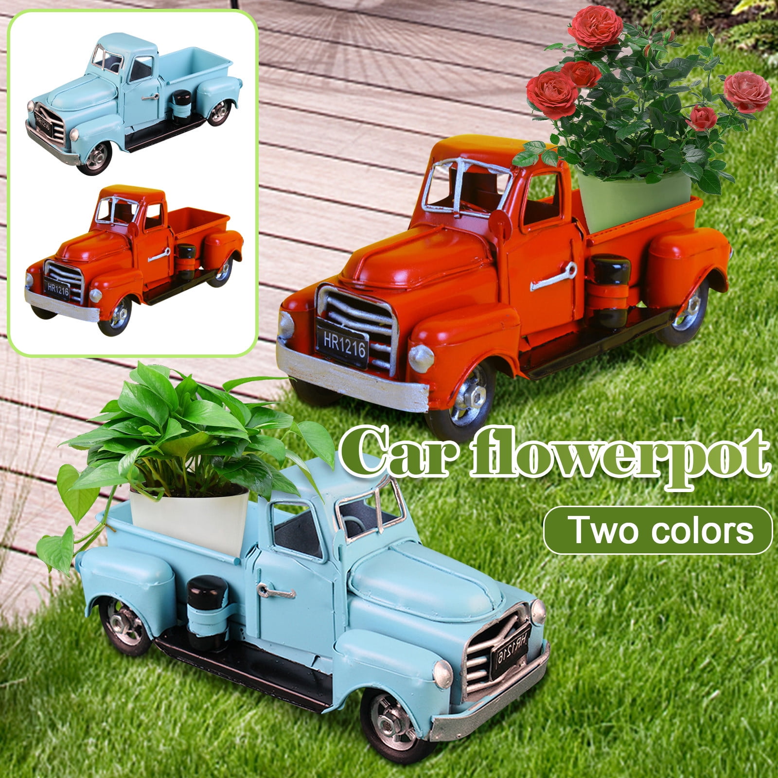 Tiitstoy Retro Vintage Metal Truck Decor, Farm Tabletop Storage