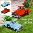 thumbnail image 3 of Tiitstoy Retro Style Truck Decor, Vintage Metal Truck Table Decor, Decorative Farm Tabletop Storage & Garden Pickup Trucks Planter, Coffee Desk Centerpiece & Car Model Gifts Blue, 3 of 5