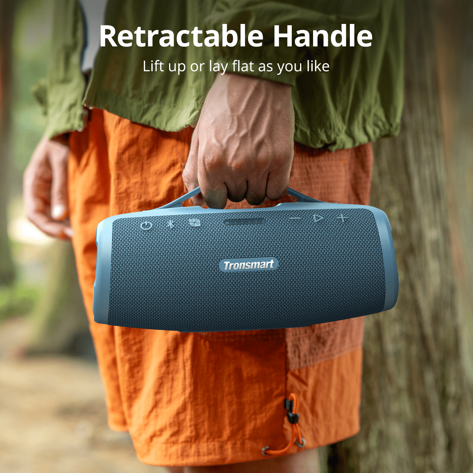 Mirtune S100 Portable Bluetooth Speaker,50W Punchy Bass & Clear Treble,Retractable Handle,20H Playtime,IPX7 Waterproof,Customize EQ,Wireless Speakers with Built-in Powerbank for Outdoor,Camping,Beach