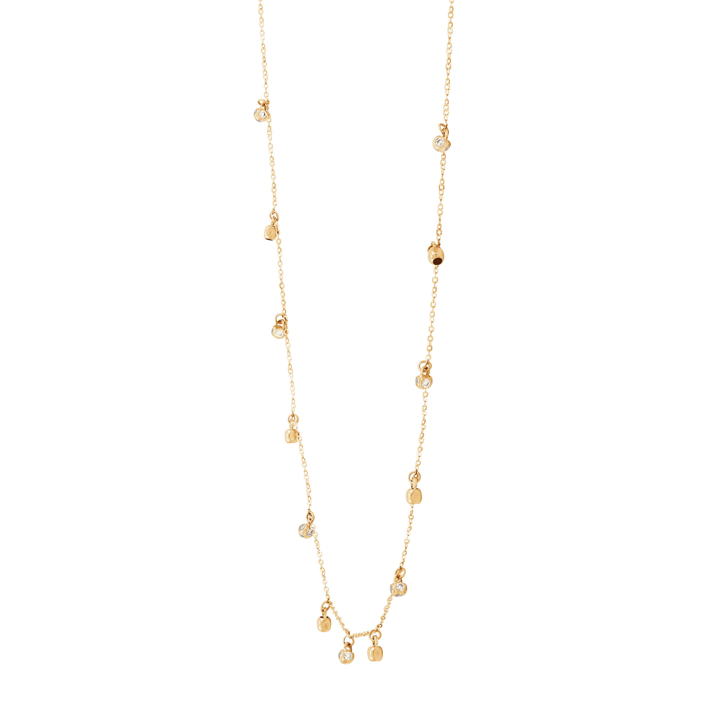 Women's Welry Multi Charm Drop Necklace with Cubic Zirconia in 14kt Yellow Gold, 18"