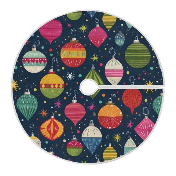 Ryvnso Christmas Tree Skirt Retro Christmas Balls Xmas Tree Skirts Ornament Home Decorations 35.4"