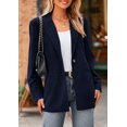 thumbnail image 2 of Blazer PRETTYGARDEN Azul Marino de Pana con Solapa Pequeña, 2 of 8