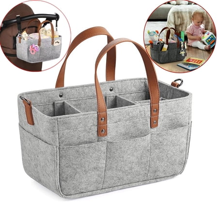 Djiypn 1 Pack Diaper Caddy Organizer Felt Changing Table Organizer Portable Organizer for Changing Table Outdoor Essentials Must Haves for Parents Gray