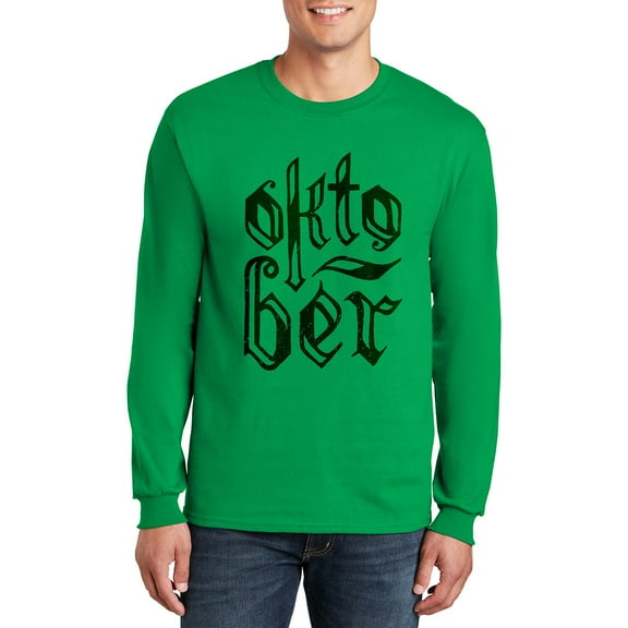 Plus Size Oktober Graphic Men's Ultra Cotton Long Sleeve T-Shirt - Irish Green XL