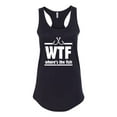 thumbnail image 2 of Where's the Fish WTF Parody | Womens Fishing Jersey Racerback Tank Top, Black, Small, 2 of 4
