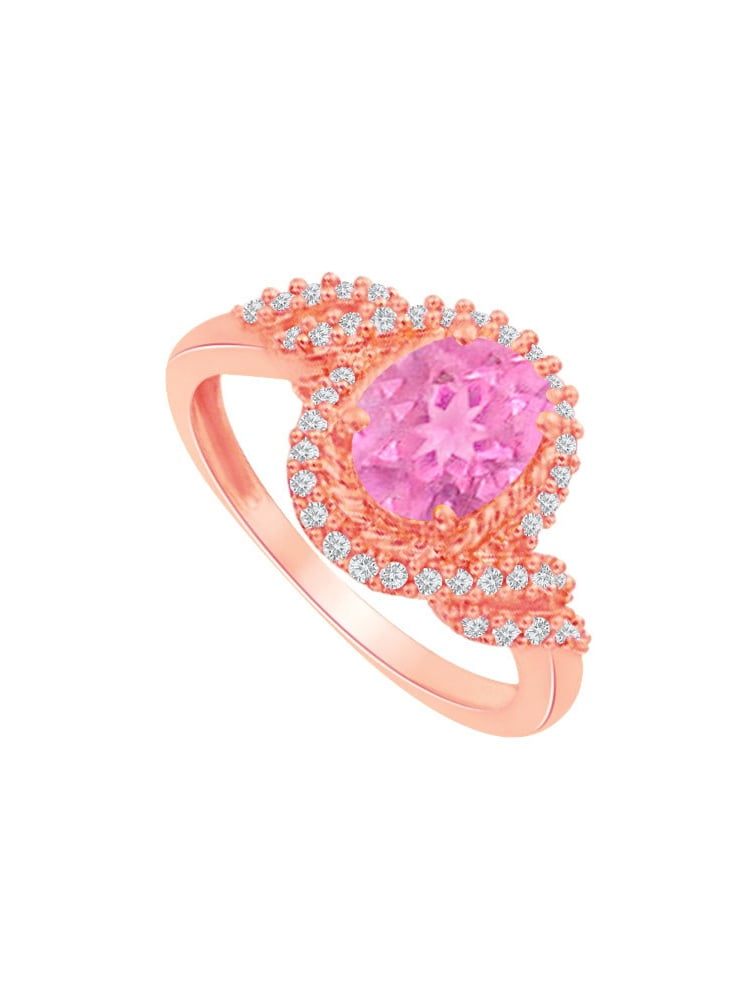 Pink Sapphire Cubic Zirconia Swirl Design Ring in Rose Gold Vermeil by Love Bright
