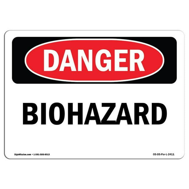 SignMission OS-DS-A-1824-L-2411 18 x 24 in. OSHA Danger Sign - Biohazard