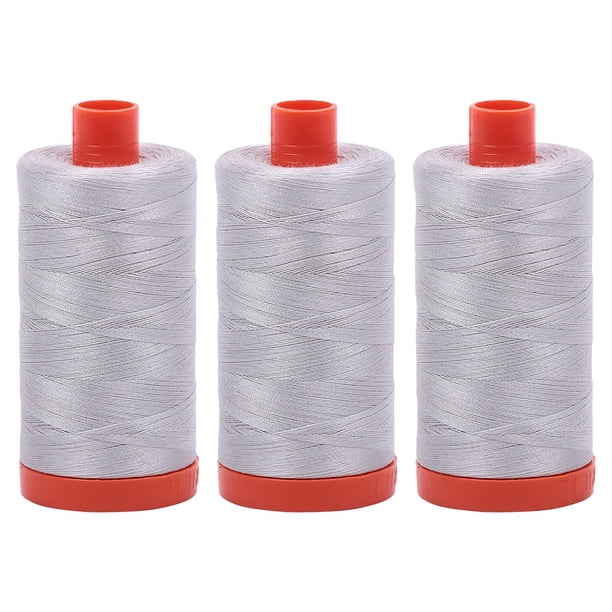 Paquete De 3 Carretes Grandes De 1422 Yardas De Hilo De Algodón Egipcio Aurifil De 50 W Color: Aluminio Aluminio No. A1050-2615