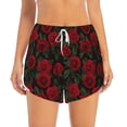 thumbnail image 2 of KLL Rose Pattern Shorts Women,Athletic Shorts High Waisted Running Shorts Pocket Sporty Short Gym Elastic Workout Shorts-X-Large, 2 of 7